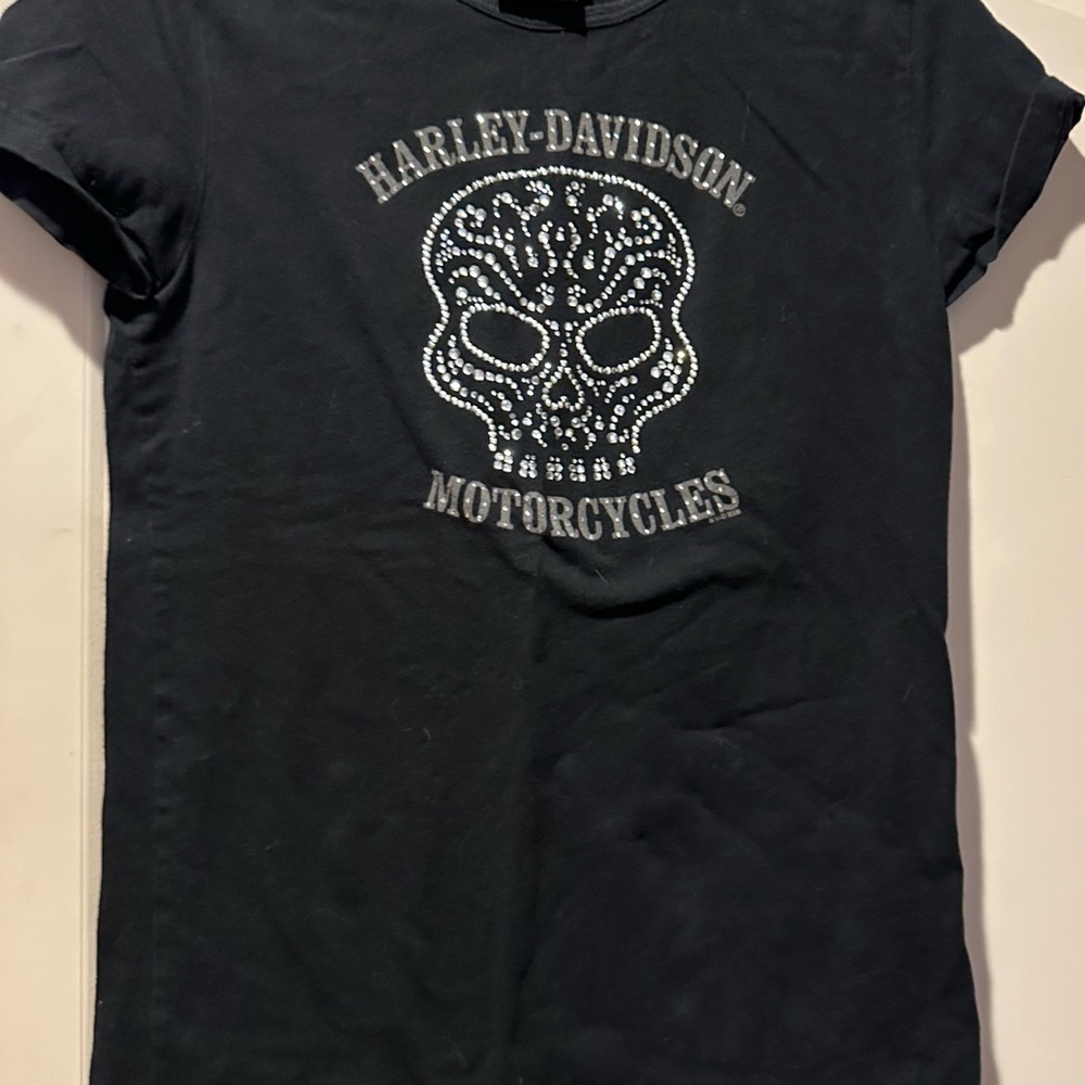 Harley-Davidson Black Tee with Silver Lettering